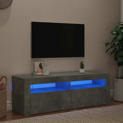 TV-bänk med LED-belysning betonggrå 120x35x40 cm
