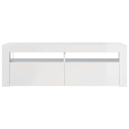 TV-bänk med LED-belysning vit högglans 120x35x40 cm
