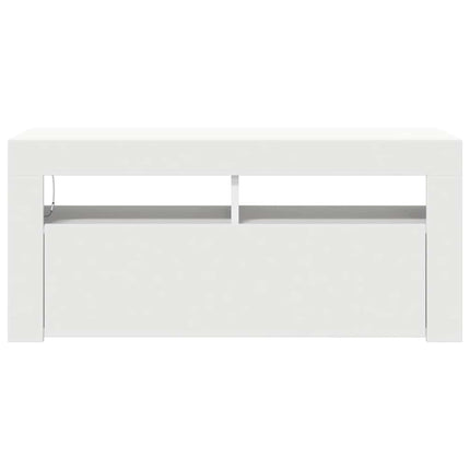 TV-bänk med LED-belysning vit 90x35x40 cm