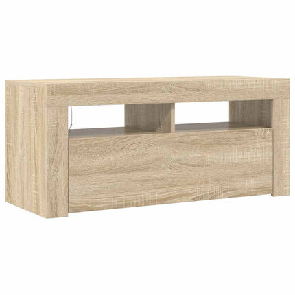 TV-bänk med LED-belysning sonoma-ek 90x35x40 cm