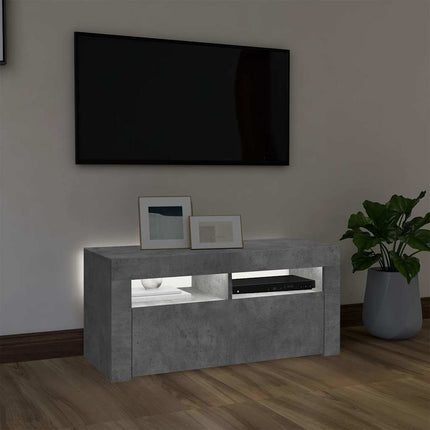 TV-bänk med LED-belysning betonggrå 90x35x40 cm