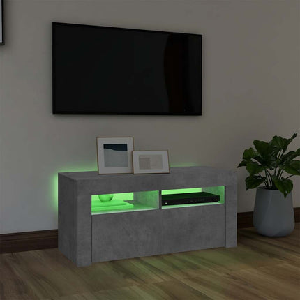 TV-bänk med LED-belysning betonggrå 90x35x40 cm