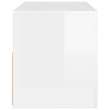 TV-bänk med LED-belysning vit högglans 90x35x40 cm
