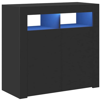 Skänk med LED-belysning svart 80x35x75 cm