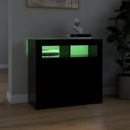Skänk med LED-belysning svart 80x35x75 cm