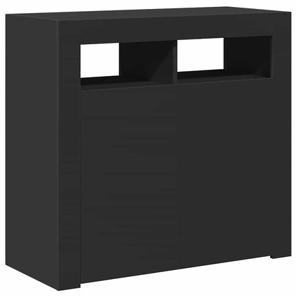 Skänk med LED-belysning svart 80x35x75 cm