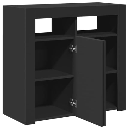 Skänk med LED-belysning svart 80x35x75 cm