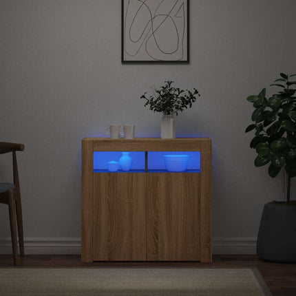 Skänk med LED-belysning sonoma-ek 80x35x75 cm
