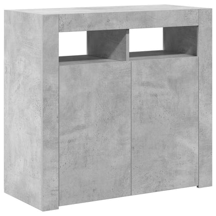Skänk med LED-belysning betonggrå 80x35x75 cm