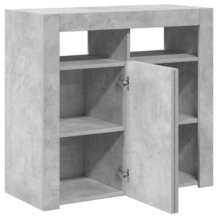 Skänk med LED-belysning betonggrå 80x35x75 cm