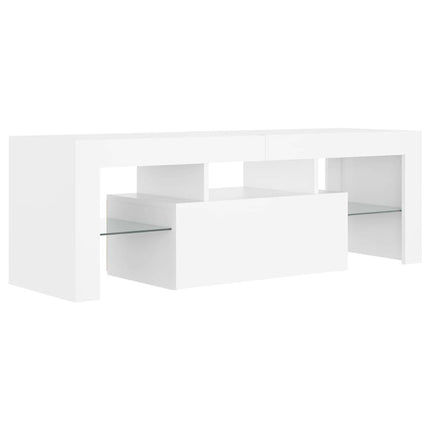 TV-bänk med LED-belysning vit 120x35x40 cm