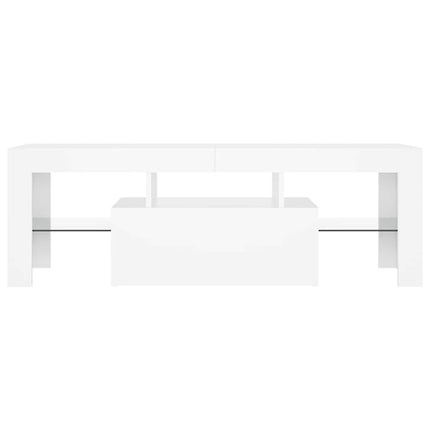 TV-bänk med LED-belysning vit 120x35x40 cm