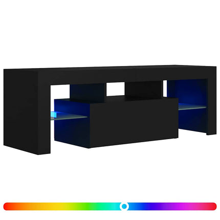 TV-bänk med LED-belysning svart 120x35x40 cm
