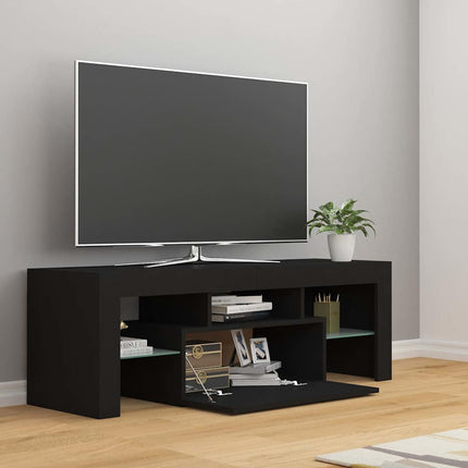 TV-bänk med LED-belysning svart 120x35x40 cm