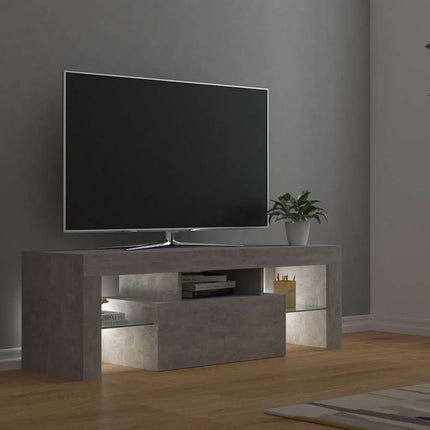 TV-bänk med LED-belysning betonggrå 120x35x40 cm