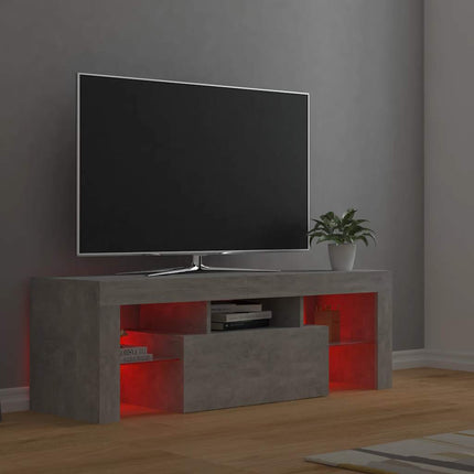 TV-bänk med LED-belysning betonggrå 120x35x40 cm