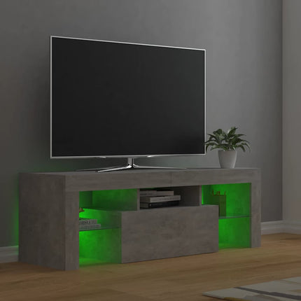 TV-bänk med LED-belysning betonggrå 120x35x40 cm