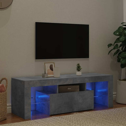 TV-bänk med LED-belysning betonggrå 120x35x40 cm