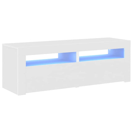 TV-bänk med LED-belysning vit 120x35x40 cm