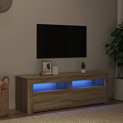 Tv-Bänk Med Led-Lampor 120X35X40 Cm Konstruerat Trä