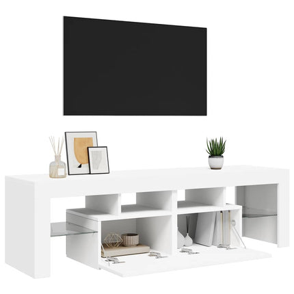 Tv-bänk med LED-belysning vit 140x36,5x40 cm