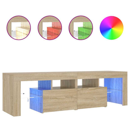Tv-bänk med LED-belysning sonoma-ek 140x36,5x40 cm