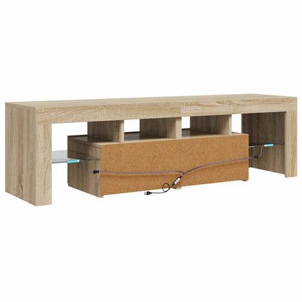 Tv-bänk med LED-belysning sonoma-ek 140x36,5x40 cm