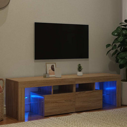 Tv-Bänk Med Led-Lampor 140X36,5X40 Cm Konstruerat Trä