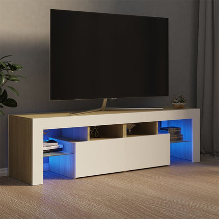 Tv-Bänk Med Led-Lampor 140X36,5X40 Cm Konstruerat Trä