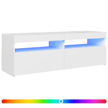 TV-bänk med LED-belysning vit 120x35x40 cm
