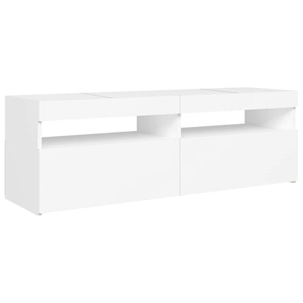 TV-bänk med LED-belysning vit 120x35x40 cm