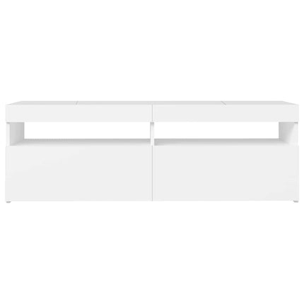 TV-bänk med LED-belysning vit 120x35x40 cm