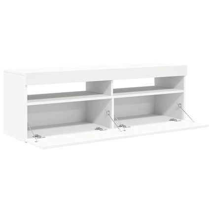 TV-bänk med LED-belysning vit 120x35x40 cm