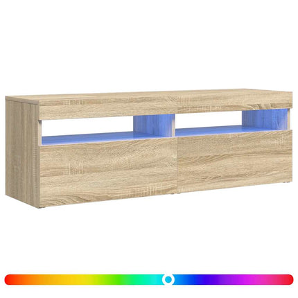 TV-bänk med LED-belysning sonoma-ek 120x35x40 cm