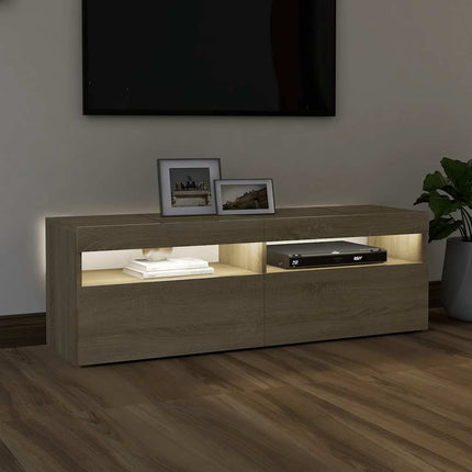 TV-bänk med LED-belysning sonoma-ek 120x35x40 cm