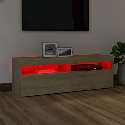 TV-bänk med LED-belysning sonoma-ek 120x35x40 cm