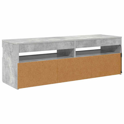 TV-bänk med LED-belysning betonggrå 120x35x40 cm