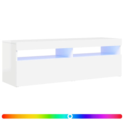 TV-bänk med LED-belysning vit högglans 120x35x40 cm