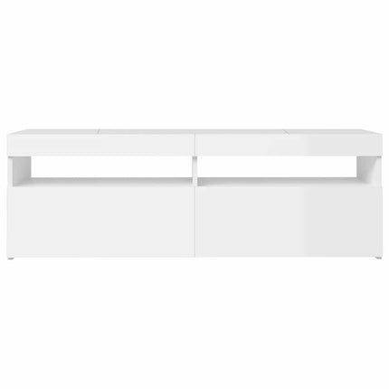 TV-bänk med LED-belysning vit högglans 120x35x40 cm