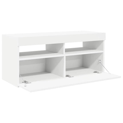 TV-bänk med LED-belysning vit 90x35x40 cm