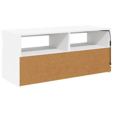 TV-bänk med LED-belysning vit 90x35x40 cm