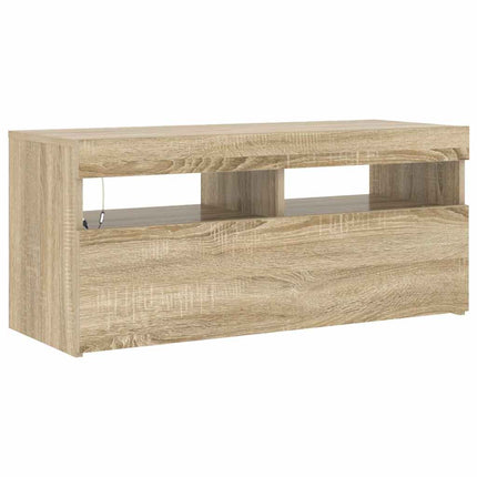 TV-bänk med LED-belysning sonoma-ek 90x35x40 cm