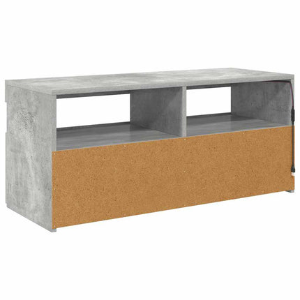 TV-bänk med LED-belysning betonggrå 90x35x40 cm
