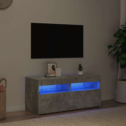 TV-bänk med LED-belysning betonggrå 90x35x40 cm
