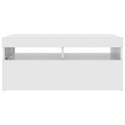 TV-bänk med LED-belysning vit högglans 90x35x40 cm