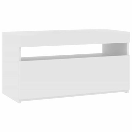 Tv-bänk med LED-belysning vit 75x35x40 cm