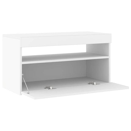 Tv-bänk med LED-belysning vit 75x35x40 cm