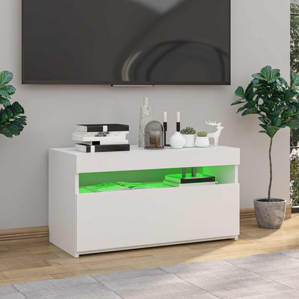 Tv-bänk med LED-belysning vit 75x35x40 cm