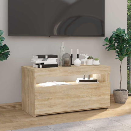Tv-bänk med LED-belysning sonoma-ek 75x35x40 cm