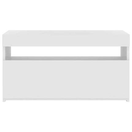 Tv-bänk med LED-belysning vit högglans 75x35x40 cm